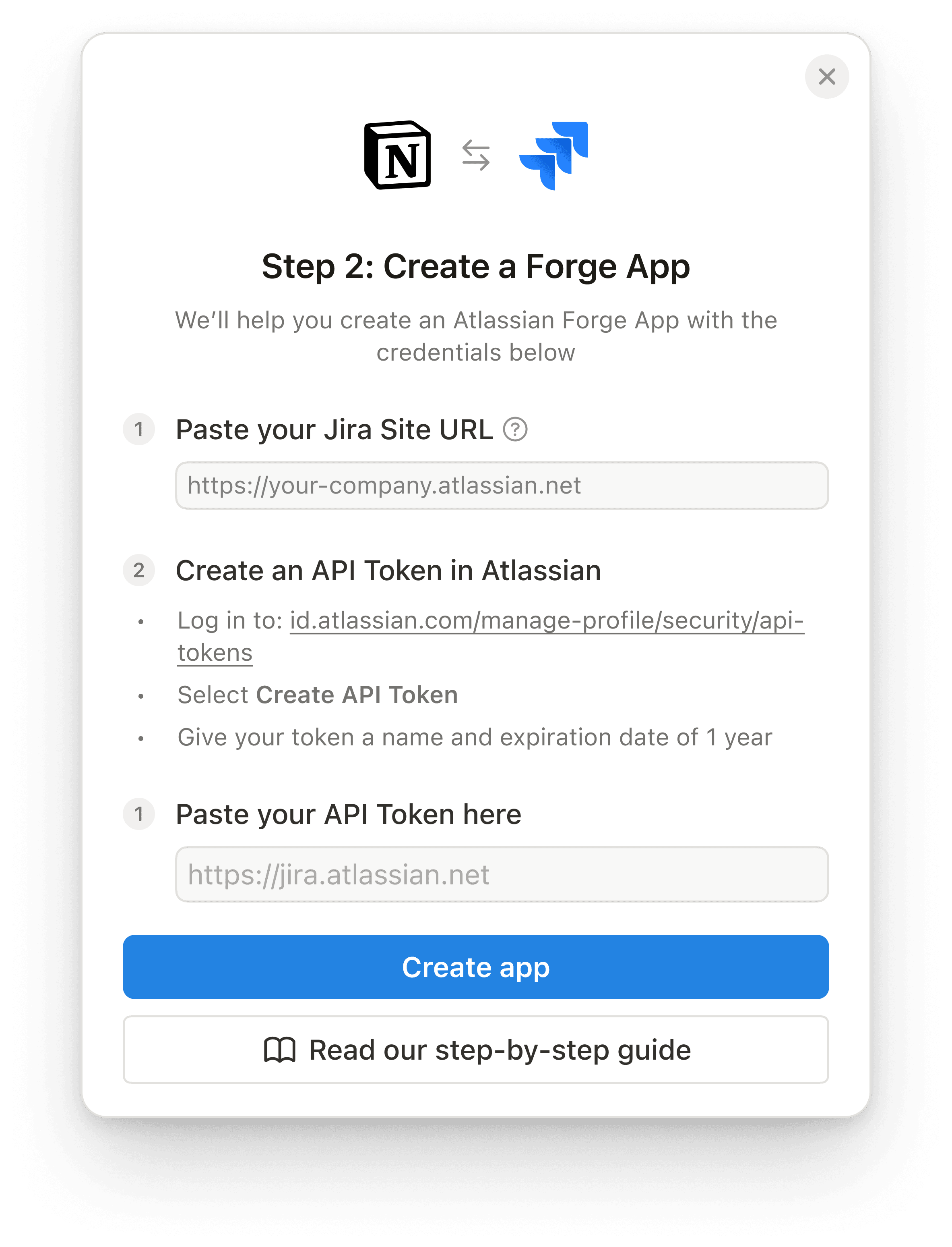 hc: paste jira site url