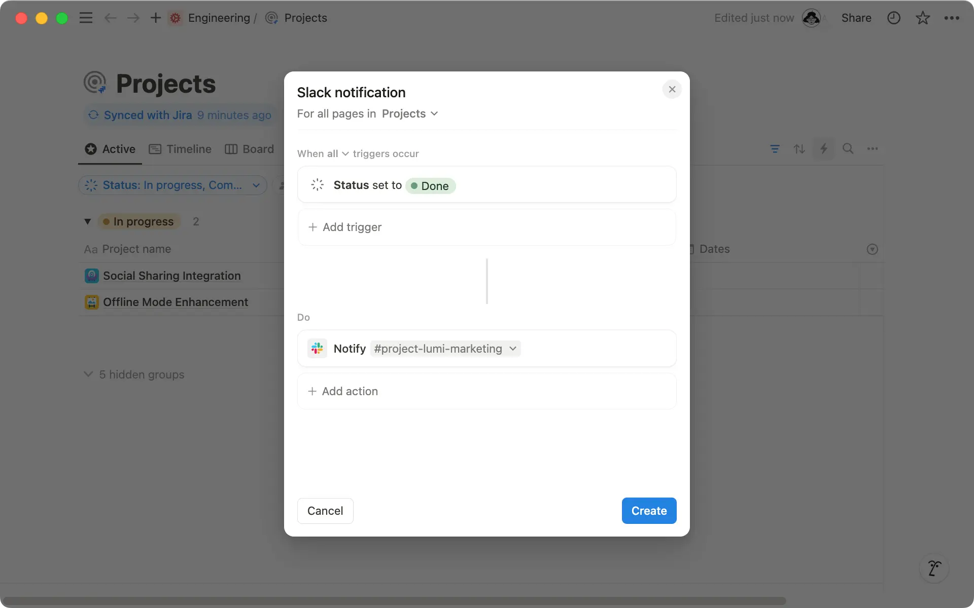 プロジェクトの完了時に通知を受け取るSlackチャンネルを選択します。