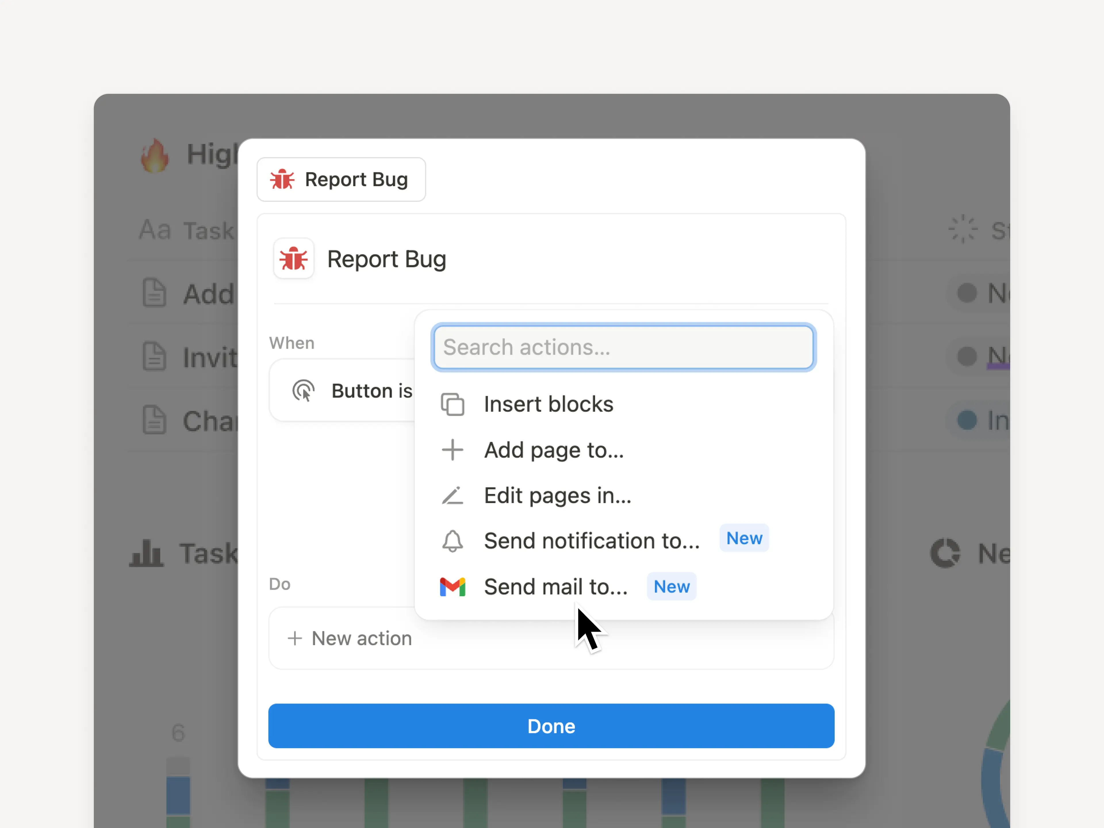 新しいボタン通知(アプリ内、Gmail)