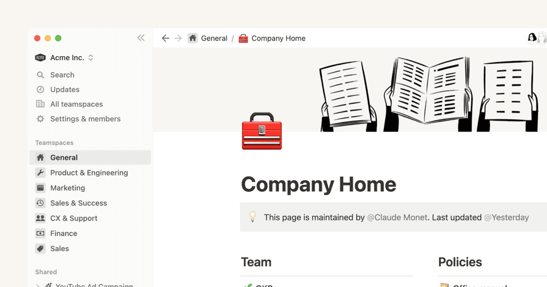 Create & navigate teamspaces