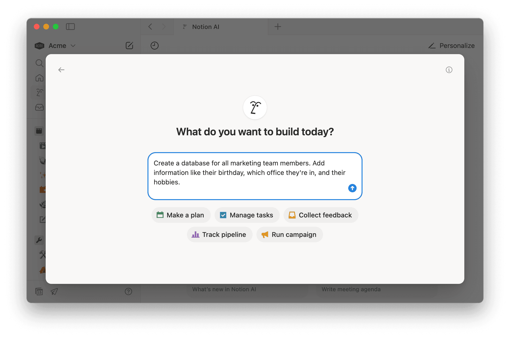 HC:データベース用のNotion AI