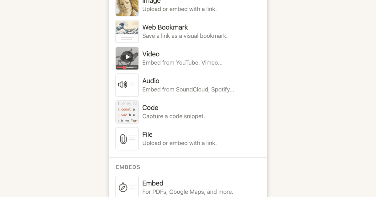 Types of content blocks